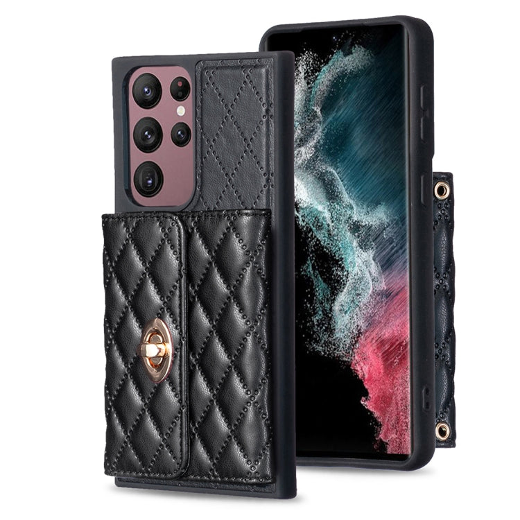 Custodia per telefono in pelle rombica a portafoglio con fibbia in metallo orizzontale, For Samsung Galaxy S23+ 5G, For Samsung Galaxy S23 Ultra 5G, For Samsung Galaxy S22 Ultra 5G, For Samsung Galaxy S21 FE 5G