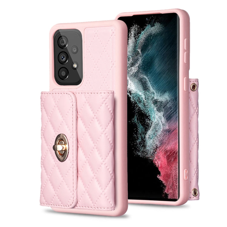 Custodia per telefono in pelle rombica a portafoglio con fibbia in metallo orizzontale, For Samsung Galaxy A53 5G, For Samsung Galaxy A54 5G
