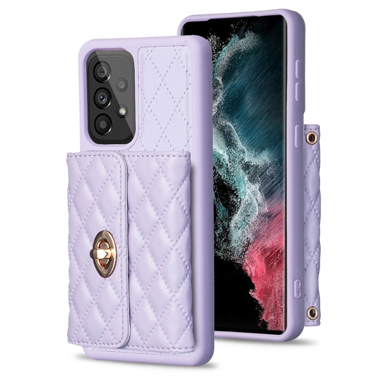 Custodia per telefono in pelle rombica a portafoglio con fibbia in metallo orizzontale, For Samsung Galaxy A53 5G, For Samsung Galaxy A54 5G