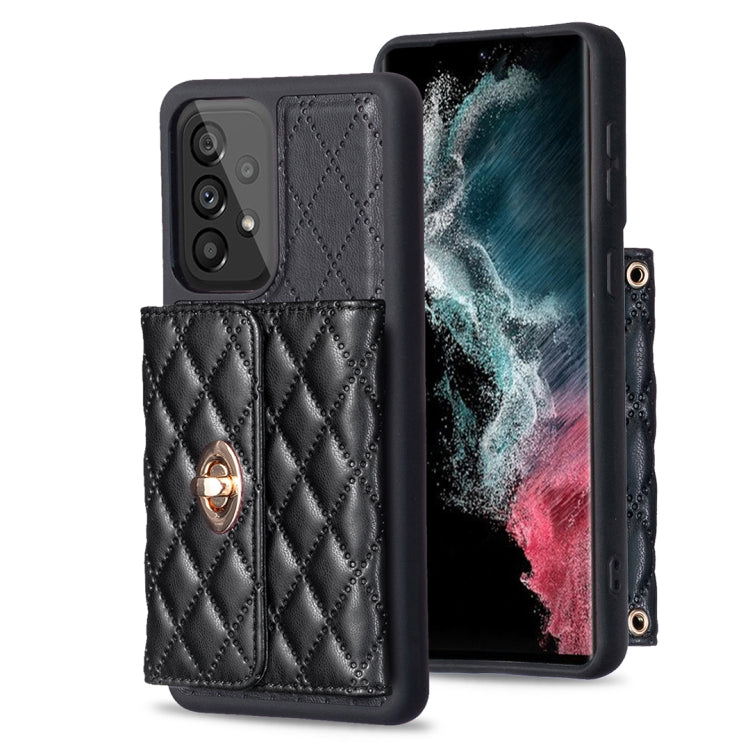 Custodia per telefono in pelle rombica a portafoglio con fibbia in metallo orizzontale, For Samsung Galaxy A53 5G, For Samsung Galaxy A54 5G