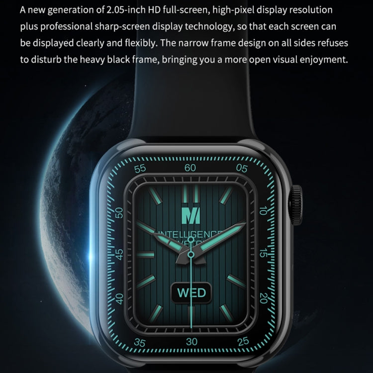 IW9 Smart Watch con schermo quadrato da 2,05 pollici supporta chiamate Bluetooth/monitoraggio dell'ossigeno nel sangue