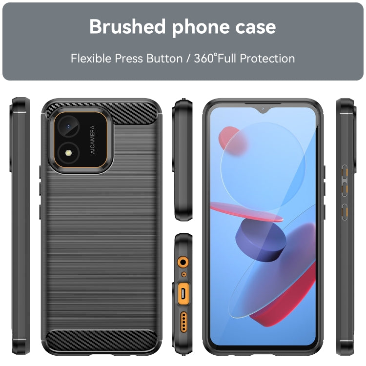 Custodia per telefono in TPU con trama spazzolata in fibra di carbonio, For Honor X5 4G, For OnePlus Ace 2V, For Samsung Galaxy M54 5G