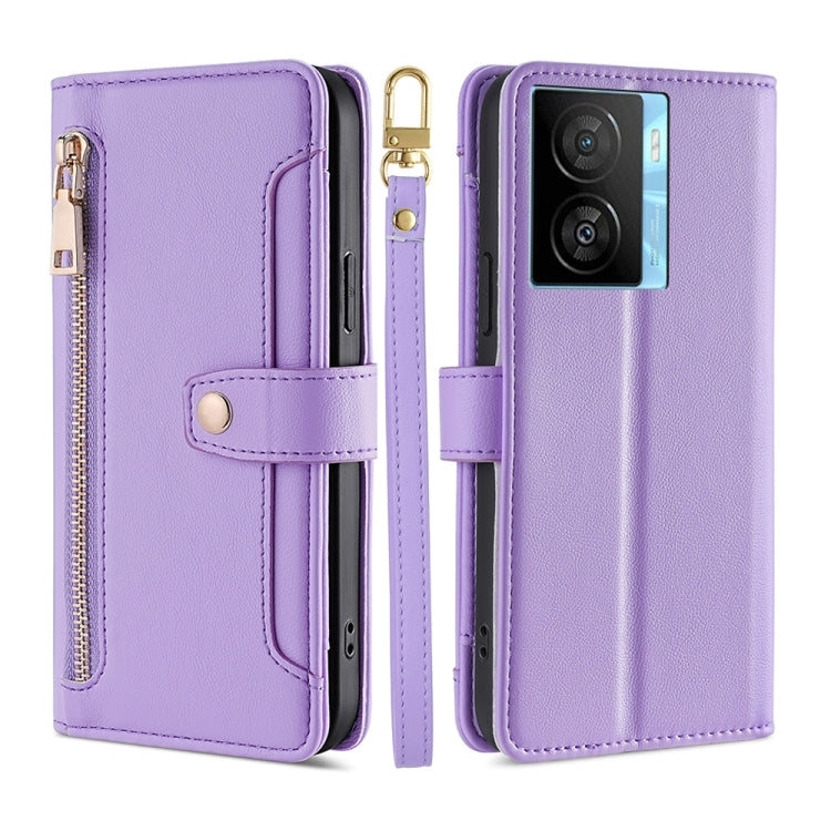 Custodia per telefono in pelle con portafoglio con cerniera a tracolla, For vivo iQOO Z7x, For OPPO A55S 5G, For Realme GT Neo5 SE, For Xiaomi Redmi Note 12 Turbo