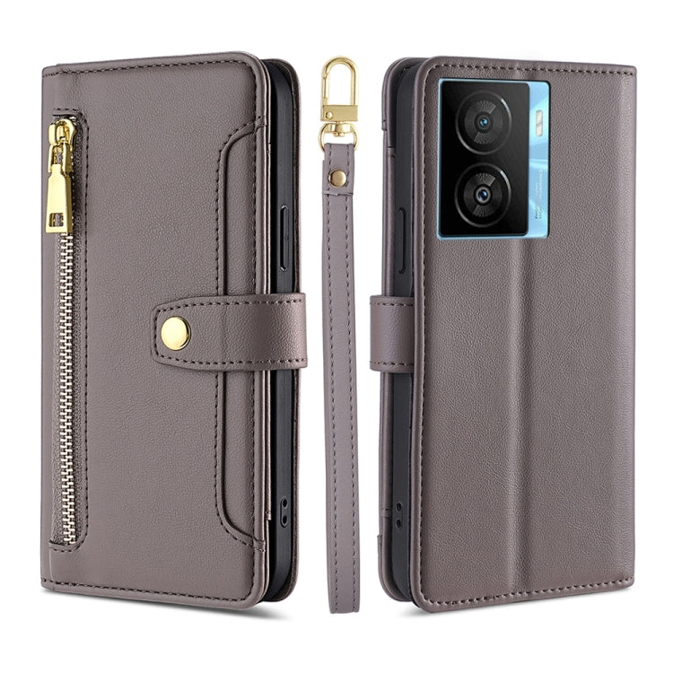 Custodia per telefono in pelle con portafoglio con cerniera a tracolla, For vivo iQOO Z7x, For OPPO A55S 5G, For Realme GT Neo5 SE, For Xiaomi Redmi Note 12 Turbo