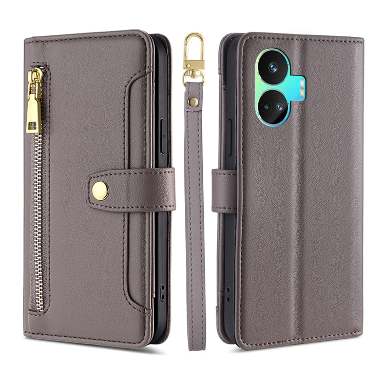 Custodia per telefono in pelle con portafoglio con cerniera a tracolla, For vivo iQOO Z7x, For OPPO A55S 5G, For Realme GT Neo5 SE, For Xiaomi Redmi Note 12 Turbo