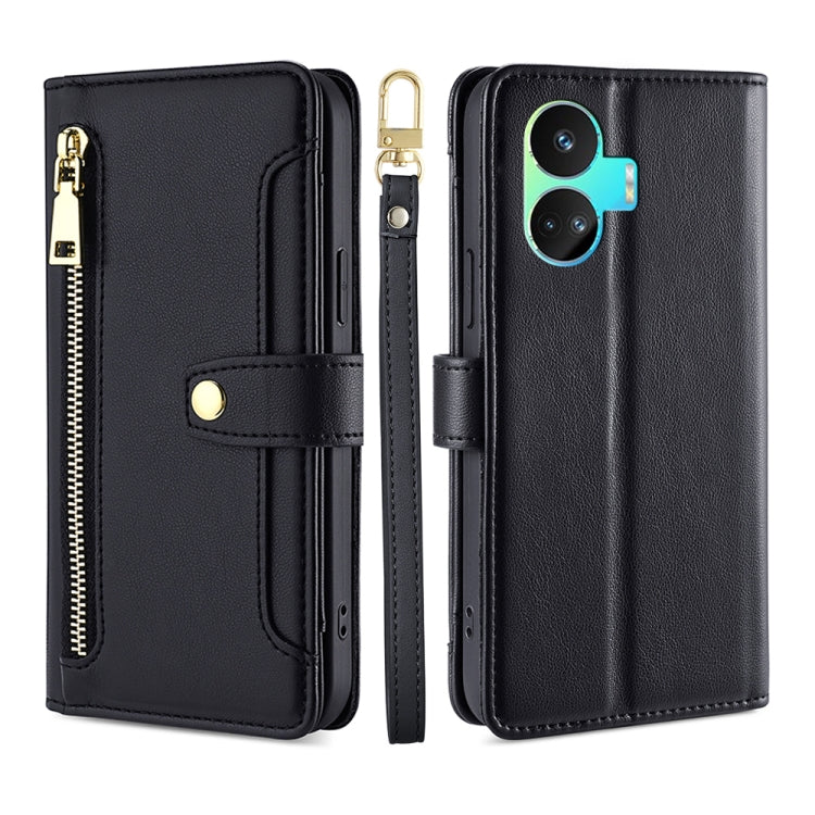 Custodia per telefono in pelle con portafoglio con cerniera a tracolla, For vivo iQOO Z7x, For OPPO A55S 5G, For Realme GT Neo5 SE, For Xiaomi Redmi Note 12 Turbo