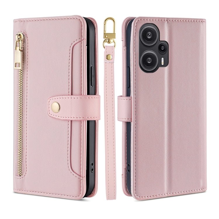 Custodia per telefono in pelle con portafoglio con cerniera a tracolla, For vivo iQOO Z7x, For OPPO A55S 5G, For Realme GT Neo5 SE, For Xiaomi Redmi Note 12 Turbo