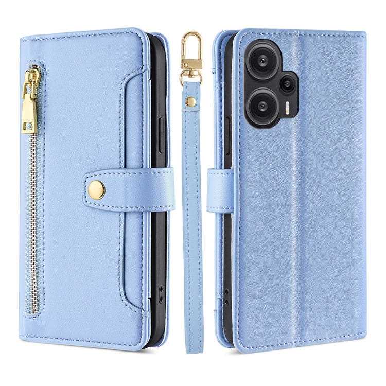 Custodia per telefono in pelle con portafoglio con cerniera a tracolla, For vivo iQOO Z7x, For OPPO A55S 5G, For Realme GT Neo5 SE, For Xiaomi Redmi Note 12 Turbo