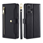 Custodia per telefono in pelle con portafoglio con cerniera a tracolla, For vivo iQOO Z7x, For OPPO A55S 5G, For Realme GT Neo5 SE, For Xiaomi Redmi Note 12 Turbo