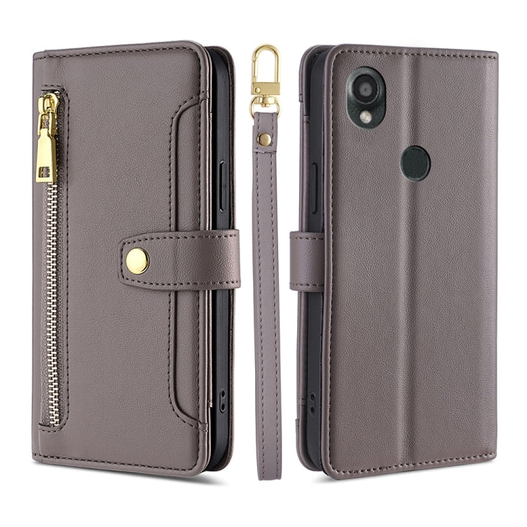 Custodia per telefono in pelle con portafoglio con cerniera a tracolla, For Kyocera Digno SX3-KYG02, For Nokia C12, For Nokia C22, For Nokia C32