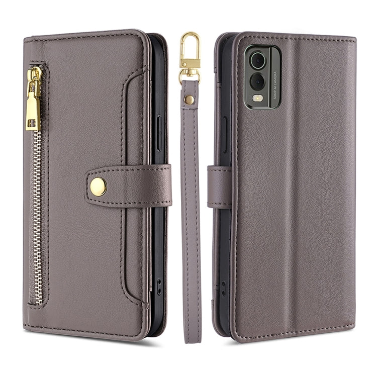 Custodia per telefono in pelle con portafoglio con cerniera a tracolla, For Kyocera Digno SX3-KYG02, For Nokia C12, For Nokia C22, For Nokia C32