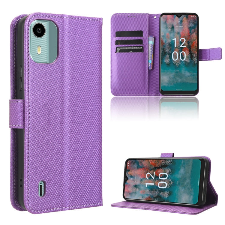 Custodia per telefono in pelle con trama a diamante, For Nokia C22, For Nokia C32 4G, For Nokia C12, For Nokia G22 4G