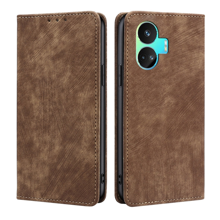 Custodia per telefono in pelle magnetica con spazzola antifurto RFID, For vivo iQOO Z7x, For OPPO A55S 5G, For Realme GT Neo5 SE, For Xiaomi Redmi Note 12 Turbo
