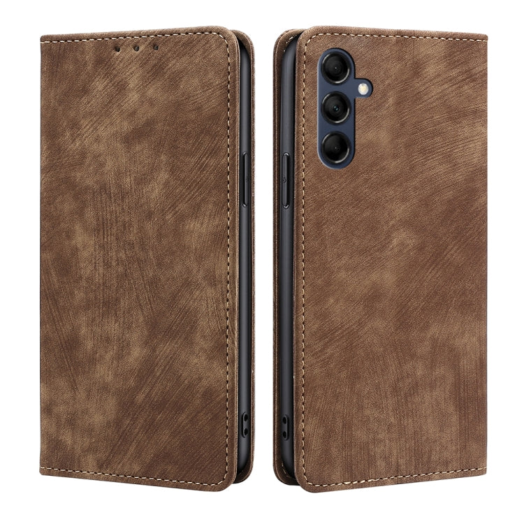 Custodia per telefono in pelle magnetica con spazzola antifurto RFID, For Samsung Galaxy A54 5G, For Samsung Galaxy M14 5G