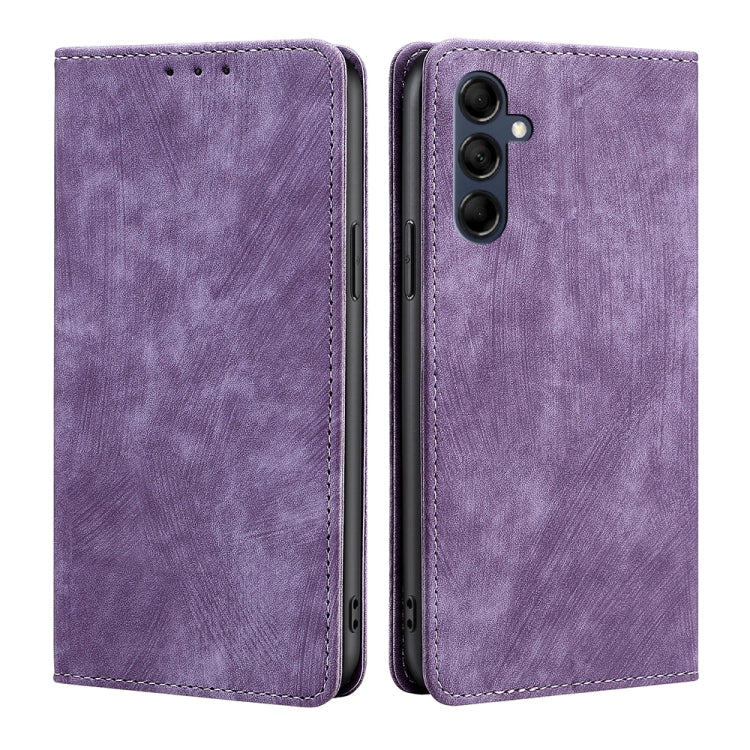 Custodia per telefono in pelle magnetica con spazzola antifurto RFID, For Samsung Galaxy A54 5G, For Samsung Galaxy M14 5G