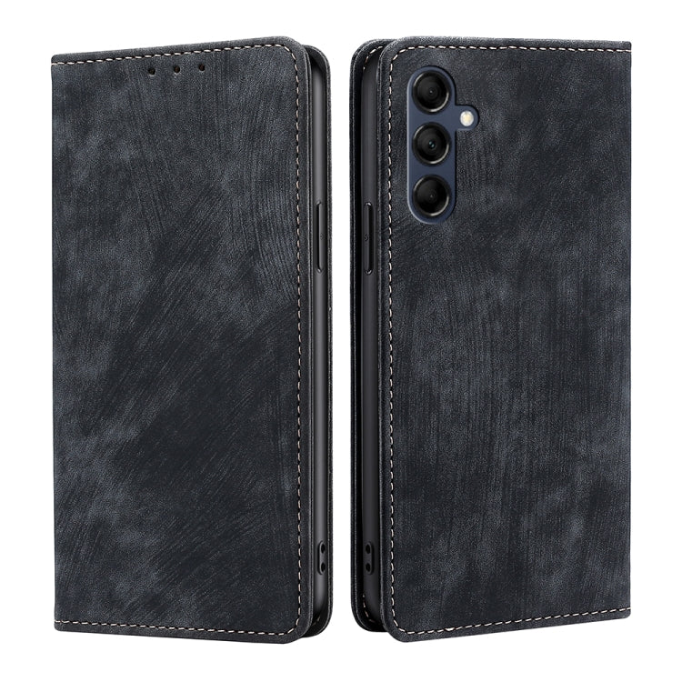 Custodia per telefono in pelle magnetica con spazzola antifurto RFID, For Samsung Galaxy A54 5G, For Samsung Galaxy M14 5G