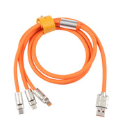 Mech Series 6A 120W 3 in 1 Cavo dati di ricarica rapida in silicone con spina metallica, lunghezza: 1,2 m, 1.2m 3 in 1