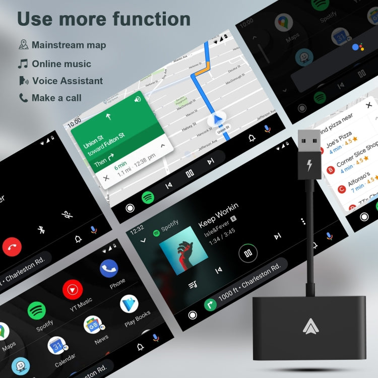 THT-020-2+ USB + USB-C / Type-C Adattatore Carplay da cablato a wireless per smartphone Android, THT-020-2+