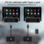 THT-020-2+ USB + USB-C / Type-C Adattatore Carplay da cablato a wireless per smartphone Android, THT-020-2+