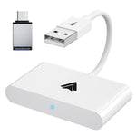 THT-020-2+ USB + USB-C / Type-C Adattatore Carplay da cablato a wireless per smartphone Android, THT-020-2+