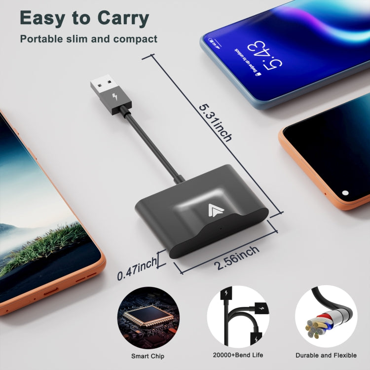 THT-020-3+ USB + USB-C / Type-C Adattatore Carplay da cablato a wireless per smartphone Android, THT-020-3+