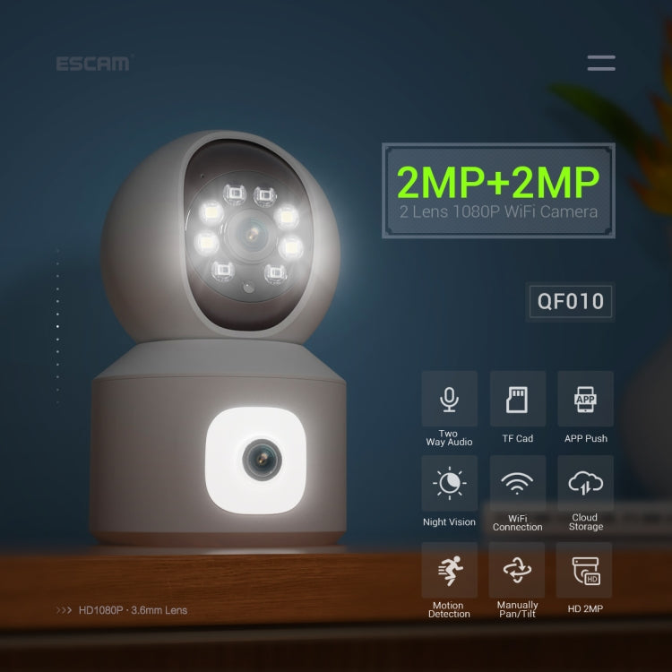 Telecamera WiFi ESCAM QF010 2x2MP doppio schermo