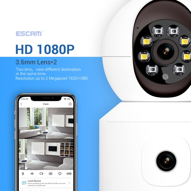 Telecamera WiFi ESCAM QF010 2x2MP doppio schermo