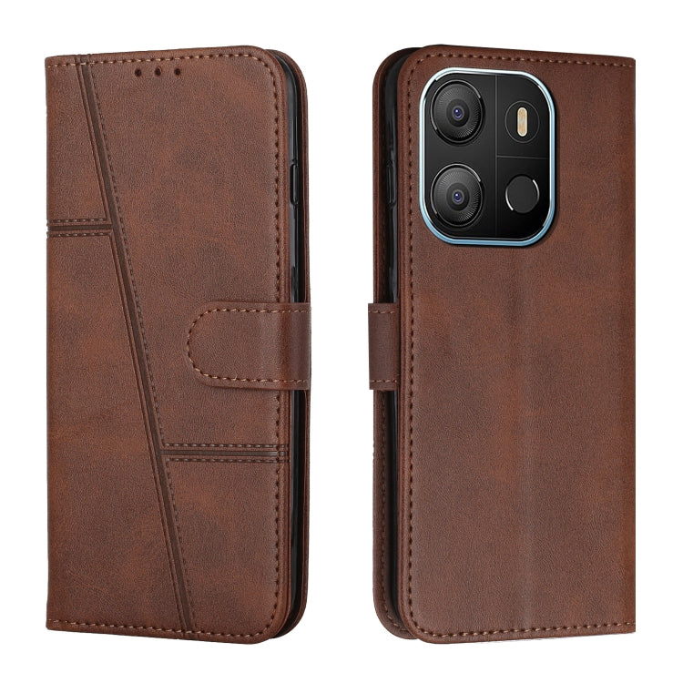 Custodia per telefono in pelle con fibbia in vitello con cuciture, For Tecno Spark 10 Pro, For Tecno Spark 10C, For Tecno Pop 7, For Tecno Pop 7 Pro