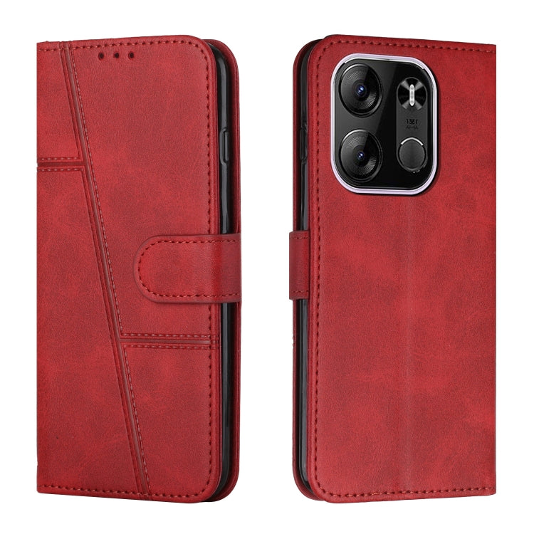 Custodia per telefono in pelle con fibbia in vitello con cuciture, For Tecno Spark 10 Pro, For Tecno Spark 10C, For Tecno Pop 7, For Tecno Pop 7 Pro