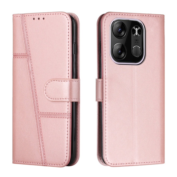 Custodia per telefono in pelle con fibbia in vitello con cuciture, For Tecno Spark 10 Pro, For Tecno Spark 10C, For Tecno Pop 7, For Tecno Pop 7 Pro