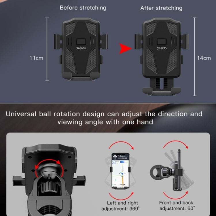 Staffa di navigazione per telefono con clip elastica per bicicletta / moto Yesido C94, C94
