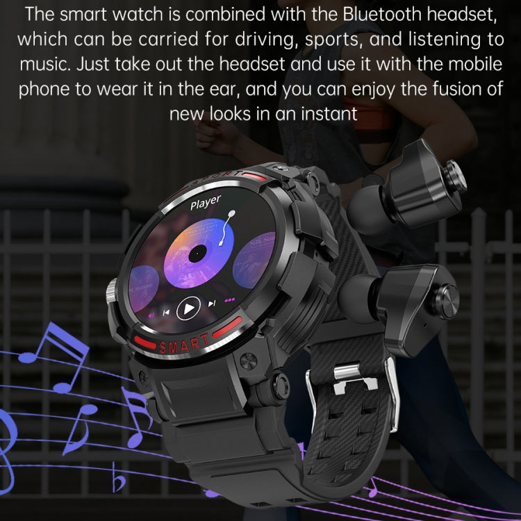 OVISEN GT100 Schermo TFT da 1,39 pollici 2 in 1 Auricolare Bluetooth Smart Watch, Supporto per il monitoraggio dell'ossigeno nel sangue/Musica Bluetooth