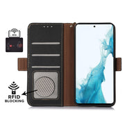Custodia portafoglio in vera pelle con RFID per Samsung Galaxy M5