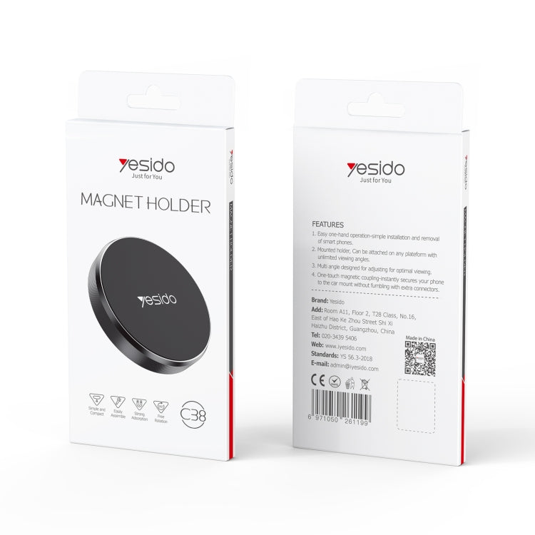 Yesido C38 Supporto per telefono magnetico con piastra rotonda per auto, C38
