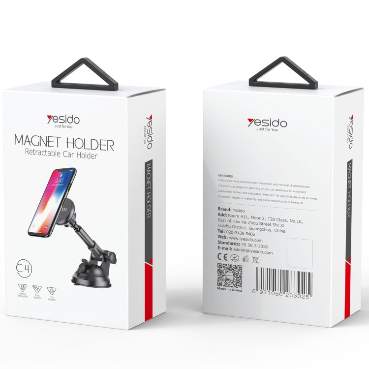 Yesido C41 Supporto per telefono magnetico a ventosa telescopica per parabrezza per auto, C41