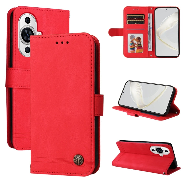 Custodia in pelle con bottone per Huawei nova 11 Pro