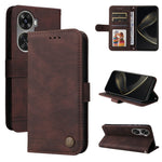 Custodia in pelle con bottone per Huawei Enjoy 70 Pro