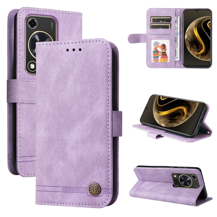 Custodia in pelle con bottone per Huawei Enjoy 70 Pro