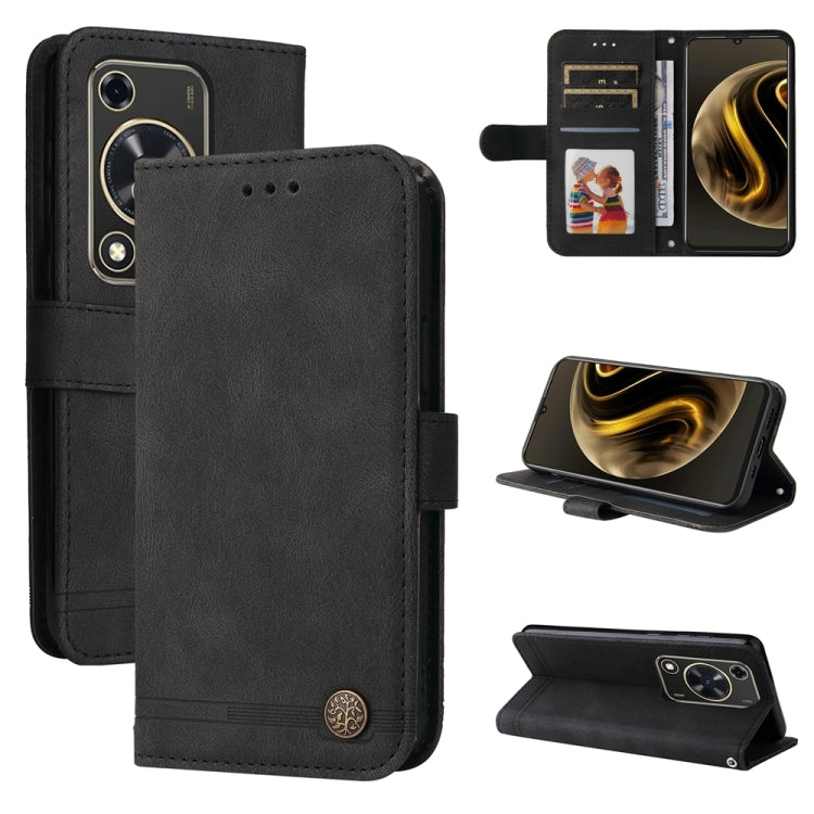 Custodia in pelle con bottone per Huawei Enjoy 70 Pro