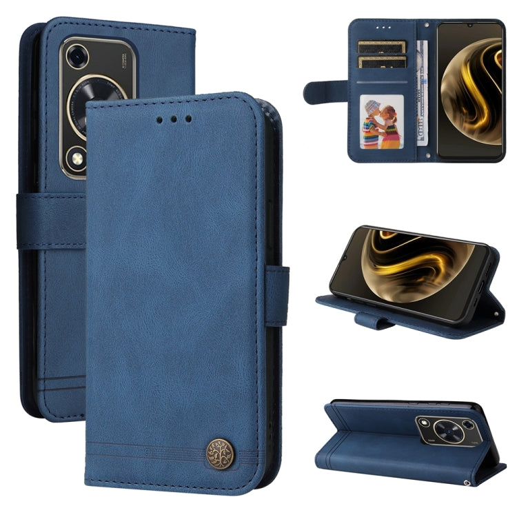 Custodia in pelle con bottone per Huawei Enjoy 70 Pro