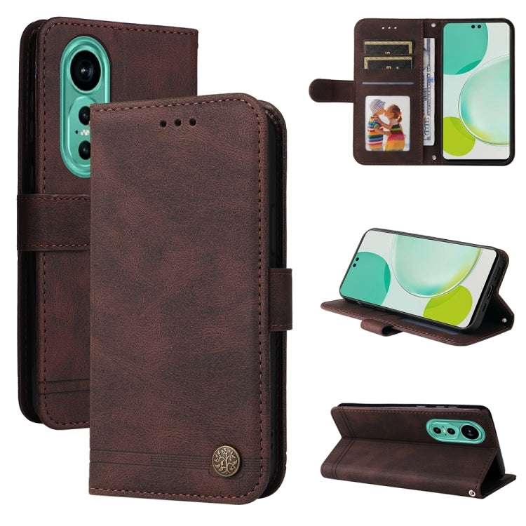 Custodia in pelle con bottone per Huawei nova 12