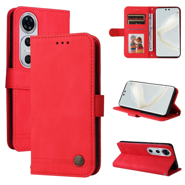 Custodia in pelle con bottone per Huawei Enjoy 70 Pro