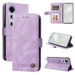 Custodia in pelle con bottone per Huawei Enjoy 70 Pro