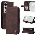 Custodia in pelle con bottone per Huawei Enjoy 70 Pro
