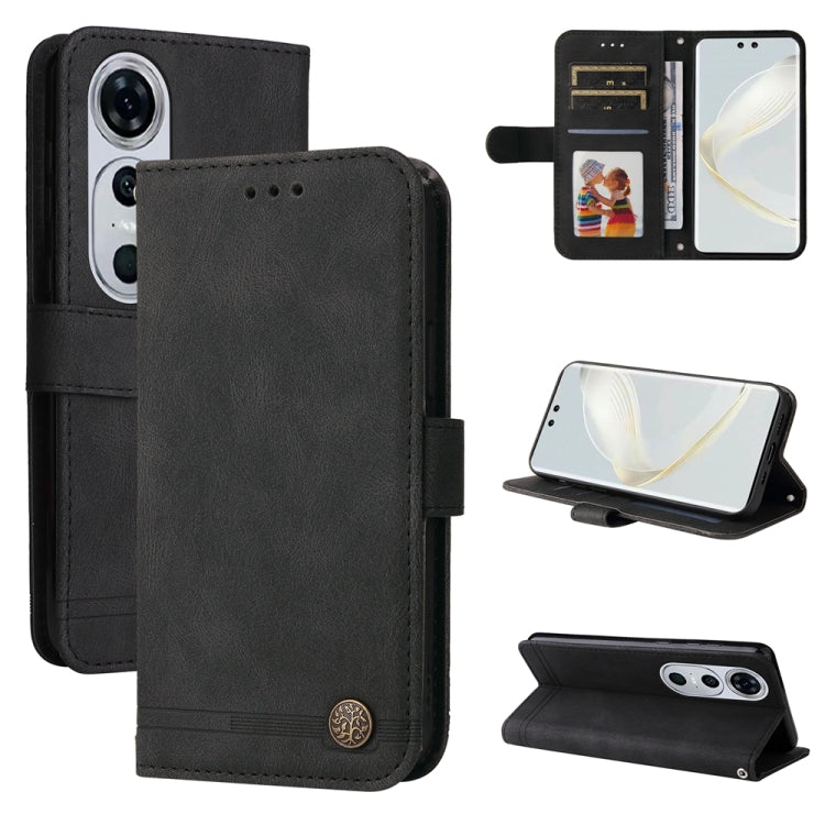 Custodia in pelle con bottone per Huawei Enjoy 70 Pro