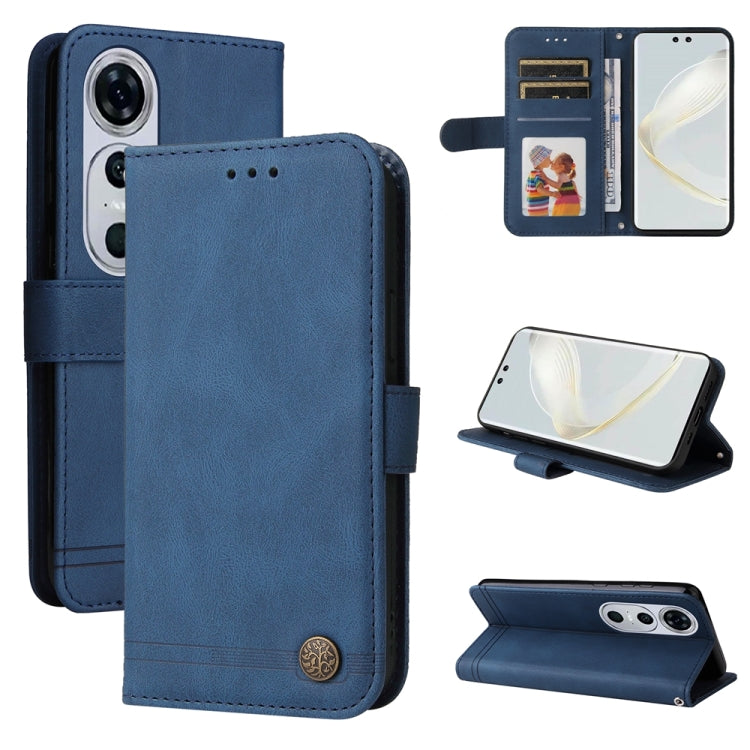 Custodia in pelle con bottone per Huawei Enjoy 70 Pro