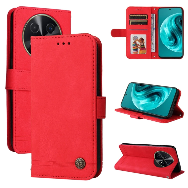Custodia in pelle con bottone per Huawei Enjoy 70 Pro