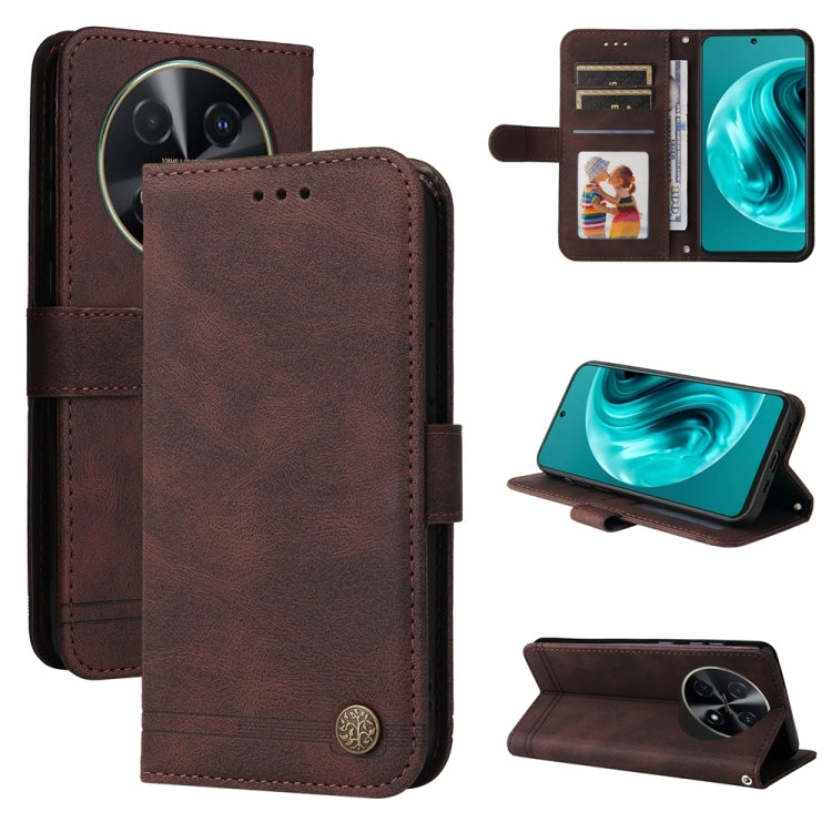 Custodia in pelle con bottone per Huawei Enjoy 70 Pro