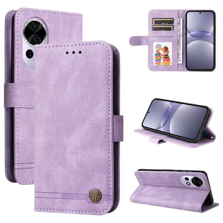 Custodia in pelle con bottone per Huawei nova 14
