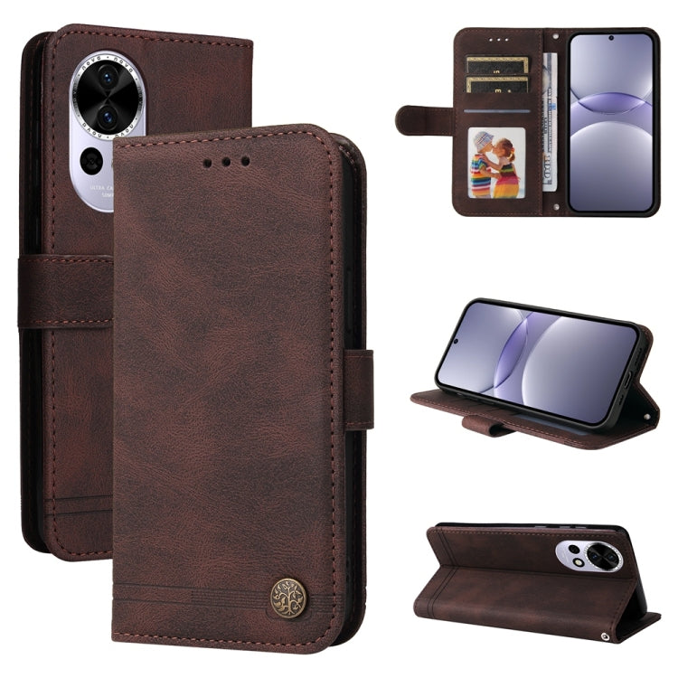 Custodia in pelle con bottone per Huawei nova 14